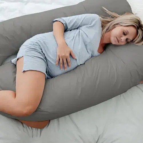 Woolcomfort Maternity Nursing Sleeping Body Pillow with Pillowcase - Grey | Baby Bunting AU