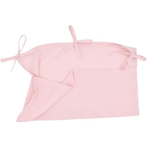 Linen Baby Bedside Hanging Storage Bag,2 Pockets Organizer for Baby Cribs and Toys (Light Pink)