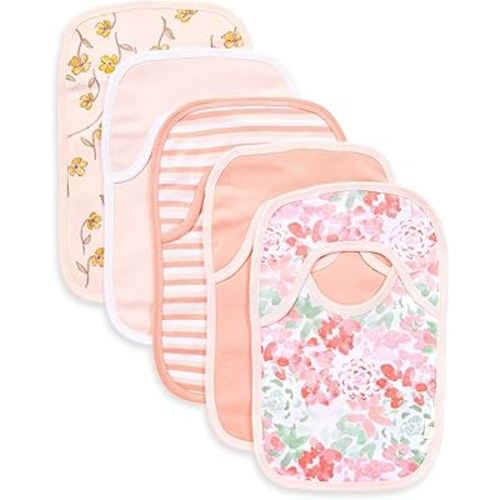 Bibs, 5-Pack Lap-Shoulder Drool Cloths, 100% Organic Cotton with Absorbent Terry Towel Backing (Tossed Succulents) : Amazon.in: Baby Products