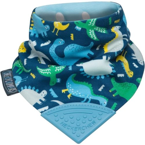 Cheeky Chompers Neckerchew Teething Bib, 2-in-1 Bandana Style Bib w/Food Grade Silicone Teether