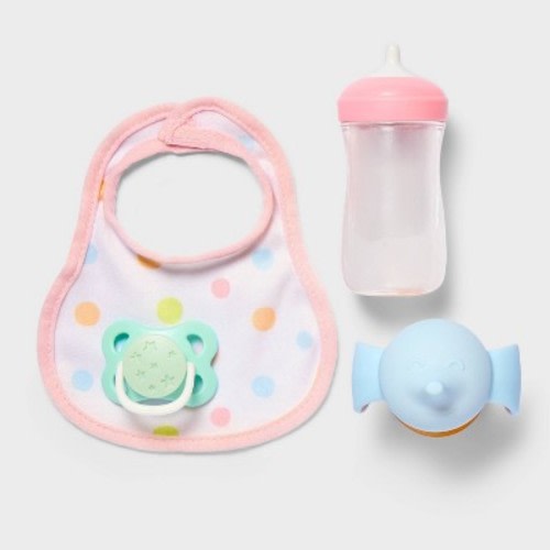 Baby Doll Magic Sippy Cup & Bottle Play Set - Gigglescape™: Includes Bib, Pacifier, Plastic Doll Accessories
