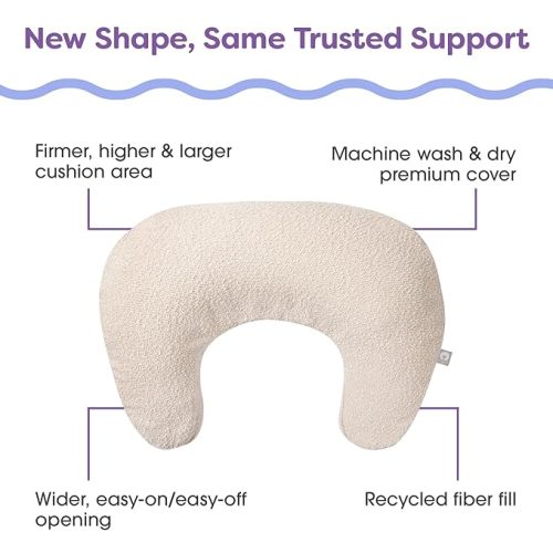 Boppy Nursing Pillow - Ergonomic Bottle & Breastfeeding Pillow with High, Firm, Large Area, Water-Repellent Cushion with Washable Cover; Baby Safety Alliance Verified - Oatmeal Boucle