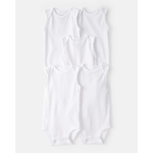 NB Baby 5-Pack Sleeveless Bodysuits - White | Carter's