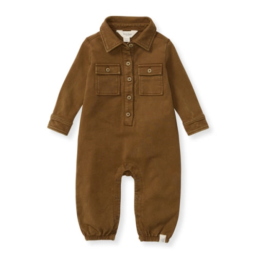 Button Down Organic Cotton Jumpsuit - Hunter