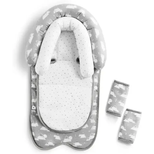 Munchkin Brica XtraGuard Car Seat Head Support for Baby, Includes Strap Covers and Silver-Ion Technology, Mountains