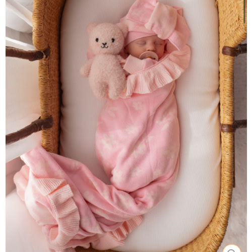 Frill Knit Blanket | Daisy Pink Floral