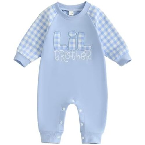 Baby Boy Fall Romper Plaid Print Long Sleeve Jumpsuit Overalls Little Brother Newborn Outfit Fall Clothes