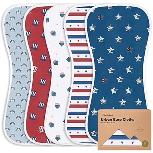 Organic Burp Cloths Baby Boy & Girl - 5-Pack Super Absorbent Cotton Burping Cloths for Babies, Soft & Plush Newborn Spit Up Rags, Infant Towels for Milk Spit Up, Unisex, Large 21" x 10" (U.S.A)