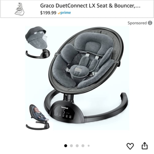 BabyBond Baby Swings for Infants, Bluetooth Infant Swing with Music Speaker, 3 Seat Positions, 5 Point Harness Belt, 5 Speeds and Remote Control - Portable Baby Swing for Indoor and Outdoor (Black)