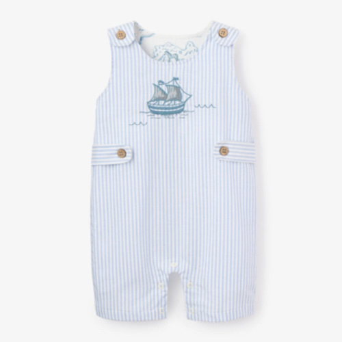 Boat Embroidered Oxford Stripe Jon Jon – Elegant Baby