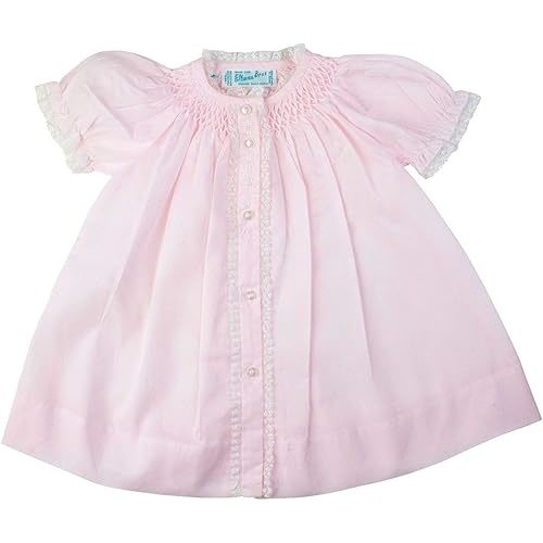 Feltman Brothers Girls Honeycomb Smocked Yoke Daygown, Pink NB