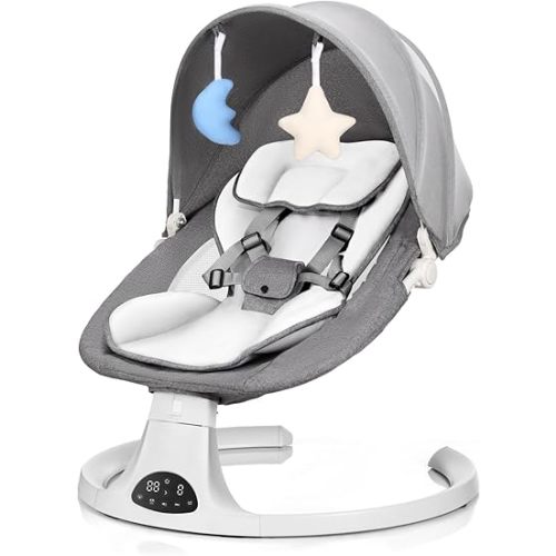 Baby Swing for Newborn to Toddler,with Remote Control (Grey)