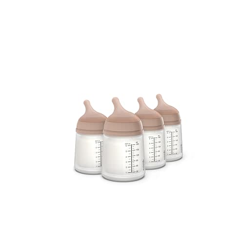Suavinex Zero Zero Anti Colic Baby Bottle, No 1 Spanish Baby Bottle Brand, Minimizes Bottle Rejection & Nipple Confusion, Perfect for Breastfeeding Babies, Adaptable Flow, 4 Pk 6 oz, Medium