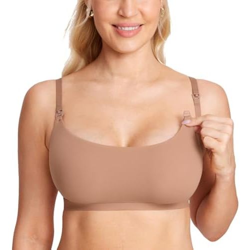 MOMANDA Women's Inbarely Nursing Bra Seamless Wireless Nursing Bras Unlined Maternity Bralettes for Breastfeeding