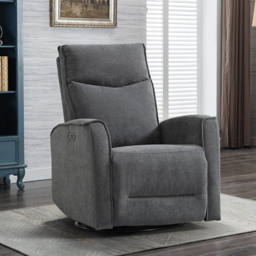 Dickie 29.1'' Wide Modern and Soft Touch Fabric Swivel and Glider Power Recliner Chair with USB Port