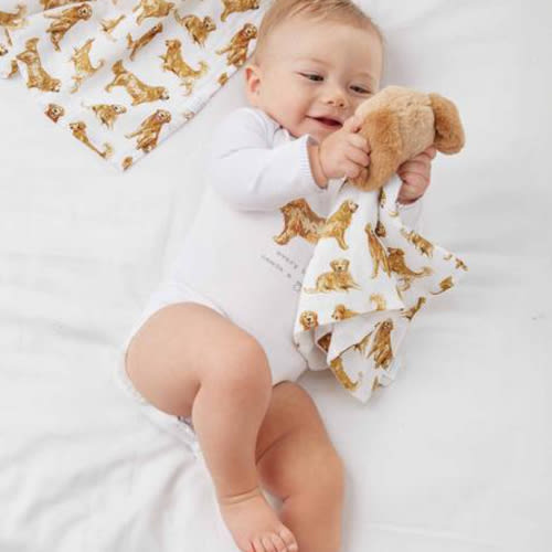 Golden Dog Bodysuit and Bib Set | Mud Pie