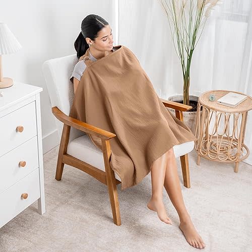 Comfy Cubs Nursing Cover for Baby Breastfeeding - 100% Muslin Cotton, Soft & Breathable Cotton, Breastfeeding Pumping Cover for Mom, with Rigid Hoop - Privacy Unisex Lightweight Covers Wrap (Cedar)