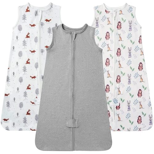 TotAha Sleep Sack 6-12 Months 3 Pack, Buttery Soft, Safe Wearable Blanket Baby Sleeping Bag with 2-Way Zipper for Girl Boy - Woodland Gray - 6-15 Months