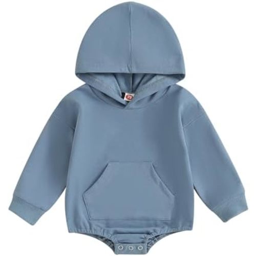 Thorn Tree Newborn Baby Boys Hooded Sweatshirt Long Sleeve Solid Romper Infant Baby Fall Winter Spring Outfits