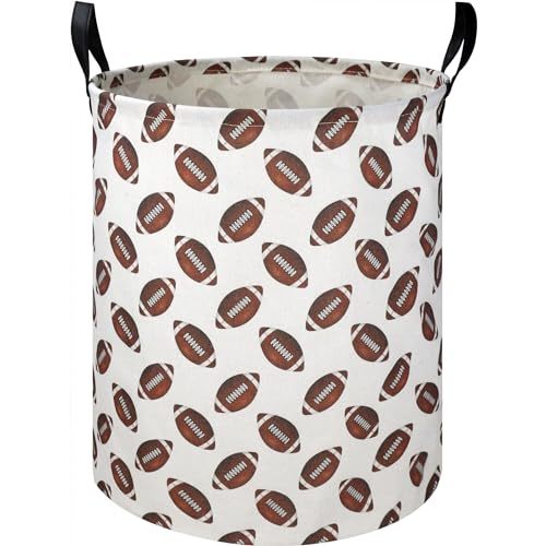 HKEC 19.7" Football Laundry Basket,Kids Dirty Clothes Laundry Hamper,Waterproof Toys Storage Bin for Boys,Room Decor, Gift Baskets, Baby Nursery Hamper(Rugby)
