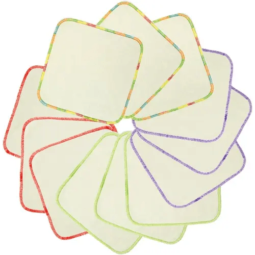 babygoal Reusable Rayon from Bamboo Baby Wipes, 12 Pack Washable Small Size Saliva Towel Face Washcloths, Cloth Wipes 8‘’x8‘’ 12BW02