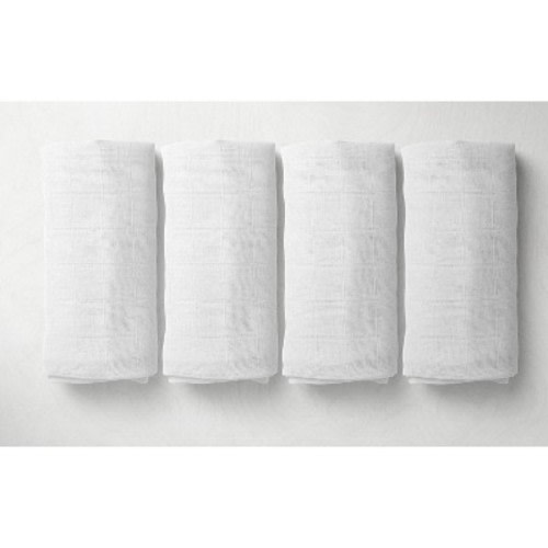 Bacati - Solid White Muslin Swaddling Blanets set of 4 pcs