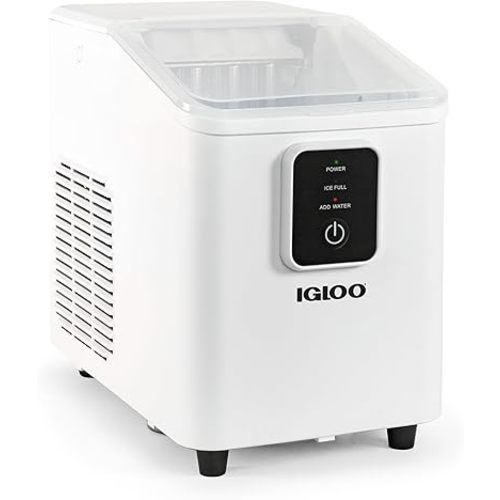 Igloo Self-Cleaning Countertop Ice Maker - Compact and Portable - Creates 26 lbs. Per Day, 8 Pieces Ready Every 7-8 Minutes - Includes Ice Scoop and Basket - White