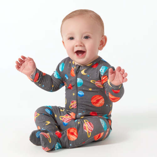 Baby Toddler Outer Space Buttery Soft Viscose Made from Eucalyptus Snug Fit Footed Pajamas