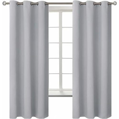 BGment Room Darkening Curtains 63 Inches Long - Grommet Thermal Insulated Drapes Window Treatment Curtains for Bedroom, 2 Panels, 42 x 63 Inch, Light Grey