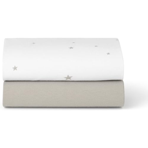 Snuz Baby Crib Sheets - Fits SnuzPod 3, 5 & Studio, 100% Jersey Cotton Baby Bassinet Sheets, Machine Washable, Tumble Dryer Safe, Breathable, Universal Fit 17”x31”, 2 Pack, Grey/Star