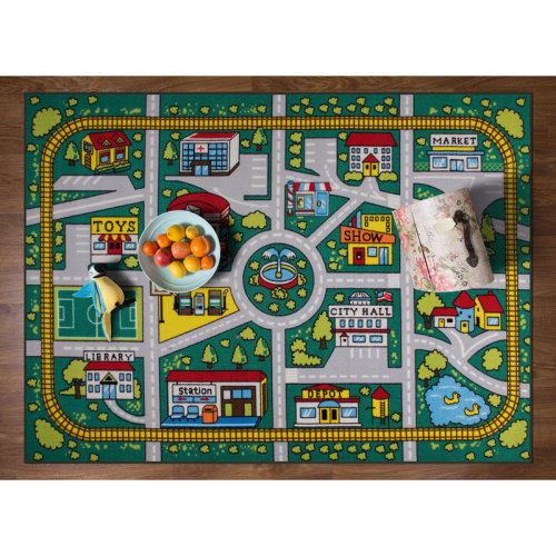 Zoomie Kids Jeromy Tufted Kids Green Non-Slip Rubber-back Area Rug & Reviews | Wayfair