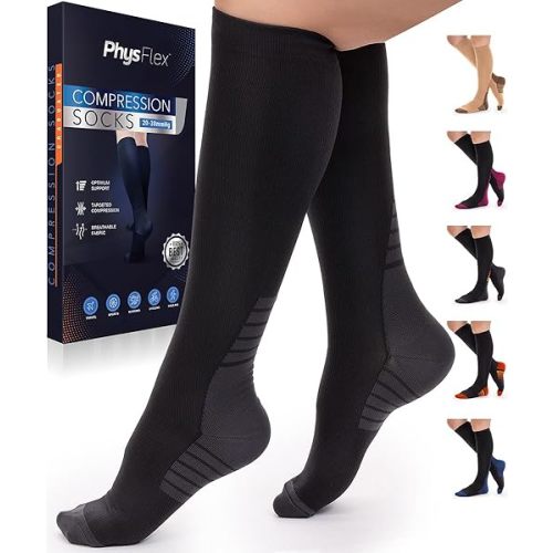 Compression Socks for Women & Men (20-30 mmHg) Support for Travel, Nurses, Pregnancy, Shin Splints, Sports and Everyday Wear