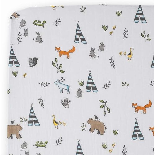 Little Unicorn Premium Crib Sheet | Breathable & Super-Soft Muslin Fabric (Farmyard)
