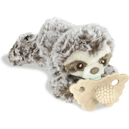 RaZbaby RaZbuddy RaZberry Teether/Pacifier Holder w/Removable Baby Teether Toy - 0M+ - Bpa Free (Sloth)