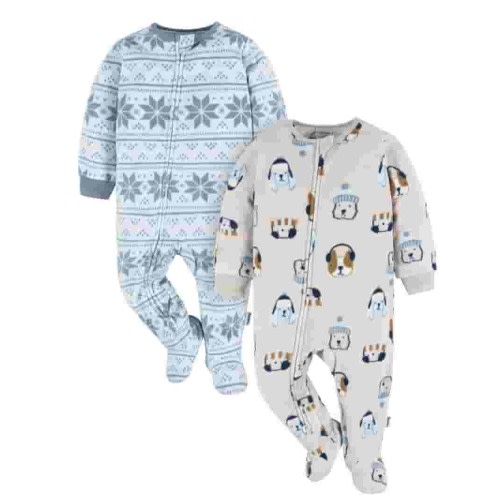 Gerber Baby and Toddler Neutral Microfleece Blanket Sleeper Pajamas, 2-Pack, Sizes 0/3 Months -5T