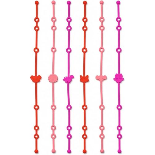 6-Pack Baby Toy Straps, Silicone High Chair & Stroller Straps, Toddler Bottle & Car Seat Accessories, Baby Travel Essentials with Pacifier Clips (red)