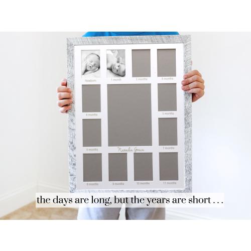 Personalized Baby Photo Frame, First Time Mom Gift, Gift for Baby Shower, Birth to 1 Year Picture Frame, Engraved Frame for Babys 1st Year