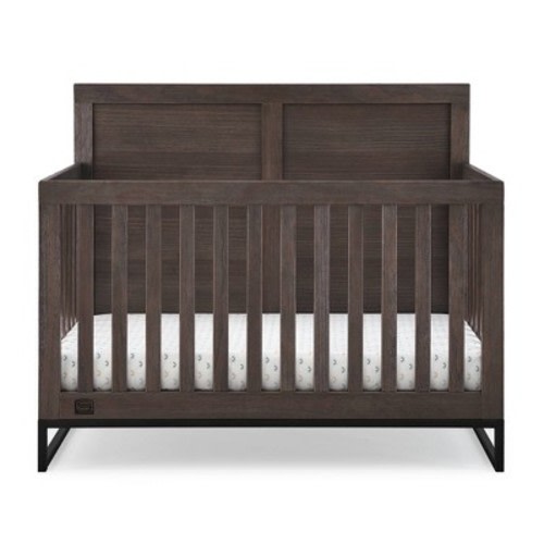 Simmons Kids' Foundry 6-in-1 Convertible Baby Crib, Color: Rustic Gray/Matte Black