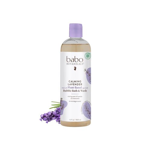 BABO Botanicals Calming Lavender 2-in-1 Bubble Bath & Wash - Relaxing Chamomile & Lavender - EWG Verified- Vegan- for All Ages- Scented with Lavender Essential Oil - 1 or 2-Pack