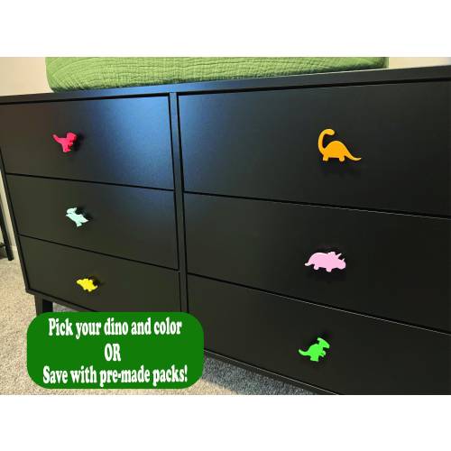 Custom Dinosaur Drawer Pulls with Hardware Included - Choose Shape and Color for Dressers, End Tables, and Kids' Rooms - Unique Fun Decor!
