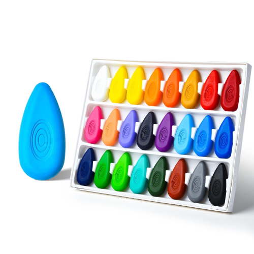 Four Candies Toddler Crayons 24 Count, Non Toxic Washable Crayons for Kids, Unbreakable Easy-Grip Water-Drop Crayons, Perfect for Little Hands, Toddler Coloring & Art Supplies