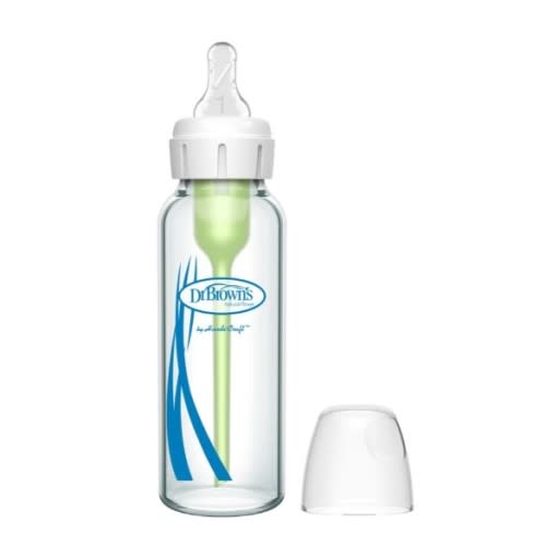 Dr. Brown’s Natural Flow® Anti-Colic Options+™ Narrow Glass Baby Bottle, with Level 1 Slow Flow Nipple