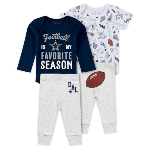 Newborn & Infant Dallas Cowboys WEAR by Erin Andrews Three-Piece Turn Me Around Bodysuits & Pant Set