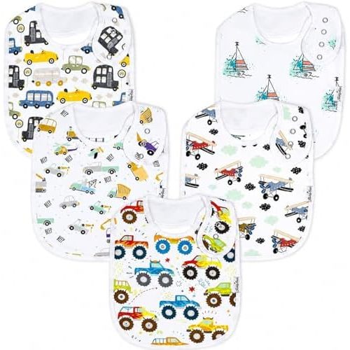 KiddyStar Drool Bibs for Babies – Organic, Unisex, Soft Absorbent Teething Bibs with Adjustable Snaps