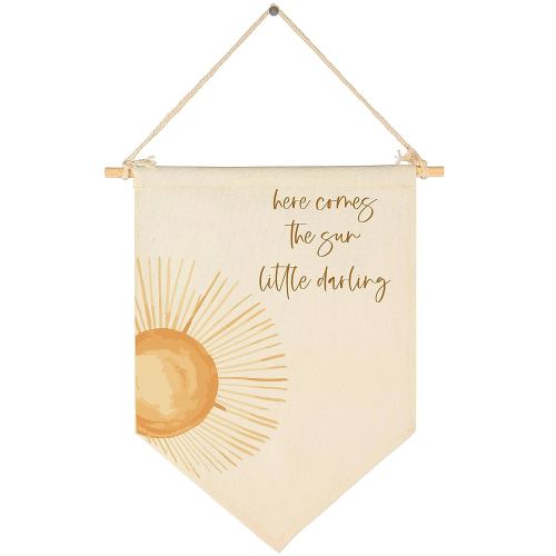 Here Comes the Sun,Little Darling-Sunshine Decor-Baby Flag Presents Shower-Flag Decor Gifts for Baby Boys Girls Kids-Banner Wall Sign Gifts for Nursery Kids Room Playroom Bedroom Front Door