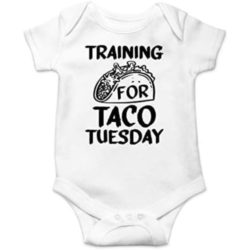 AW Fashions Training For Taco Tuesday Baby Bodysuit Funny Cute Romper Clothing for Newborn Boys & Girls