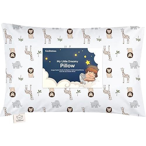 Toddler Pillow with Pillowcase - 13x18 My Little Dreamy Kids Travel Bed Pillows for Sleeping, Organic Cotton Small Pillowcase, Soft & Breathable, Machine Washable, Toddlers 2-5 Years Old (The Wild)