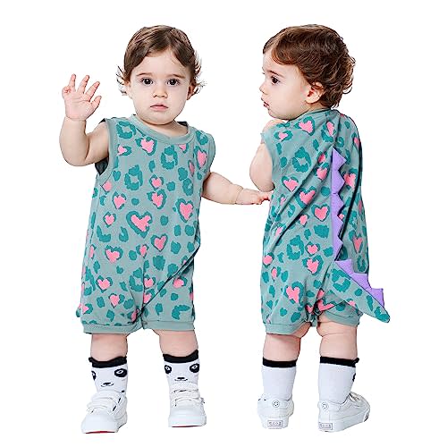 TONWHAR Unisex Baby’s Cotton Bodysuits, Short Sleeve Infant Toddler Bodysuits, Baby Boys Girls Animal Bodysuit for Summer