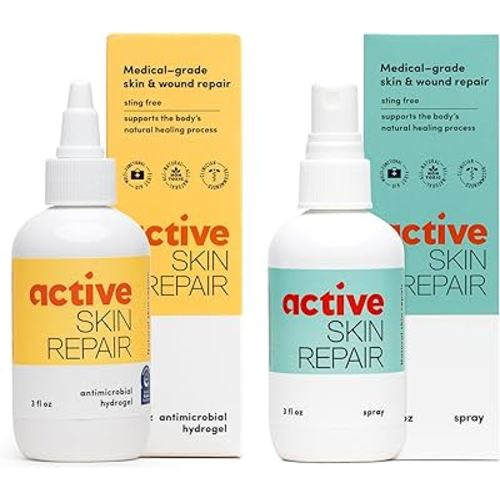 Active Skin Repair - First Aid Natural & Non-Toxic Healing Ointment & Antiseptic Spray for Minor Cuts, Wounds, Scrapes, Rashes, Sunburns, and Other Skin Irritations (Bundle, Combo, 3 oz Each)