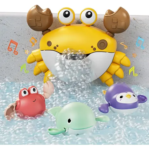 TUMAMA Baby Bath Toy,Bath Bubble Maker Machine with Music,3 Bathtub Wind-Up Toys,Crab Shower Water Toy for Toddlers Kids Boys Grils